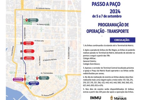 Prefeitura informa programação especial de transporte e trânsito para ‘Manaus Passo a Paço 2024’