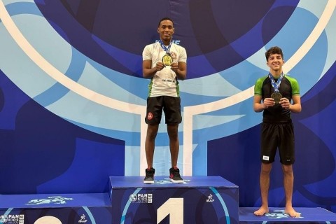 Com apoio da Prefeitura de Manaus, atleta Wenderson Maia conquista ouro no jiu-jitsu no Pan Kids No-Gi